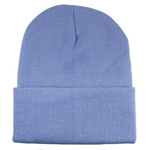 Gelante Men Women Warm Knit Cuffed Plain Beanie Hat Skull Cap. 2040A-1PC-Sky Blue