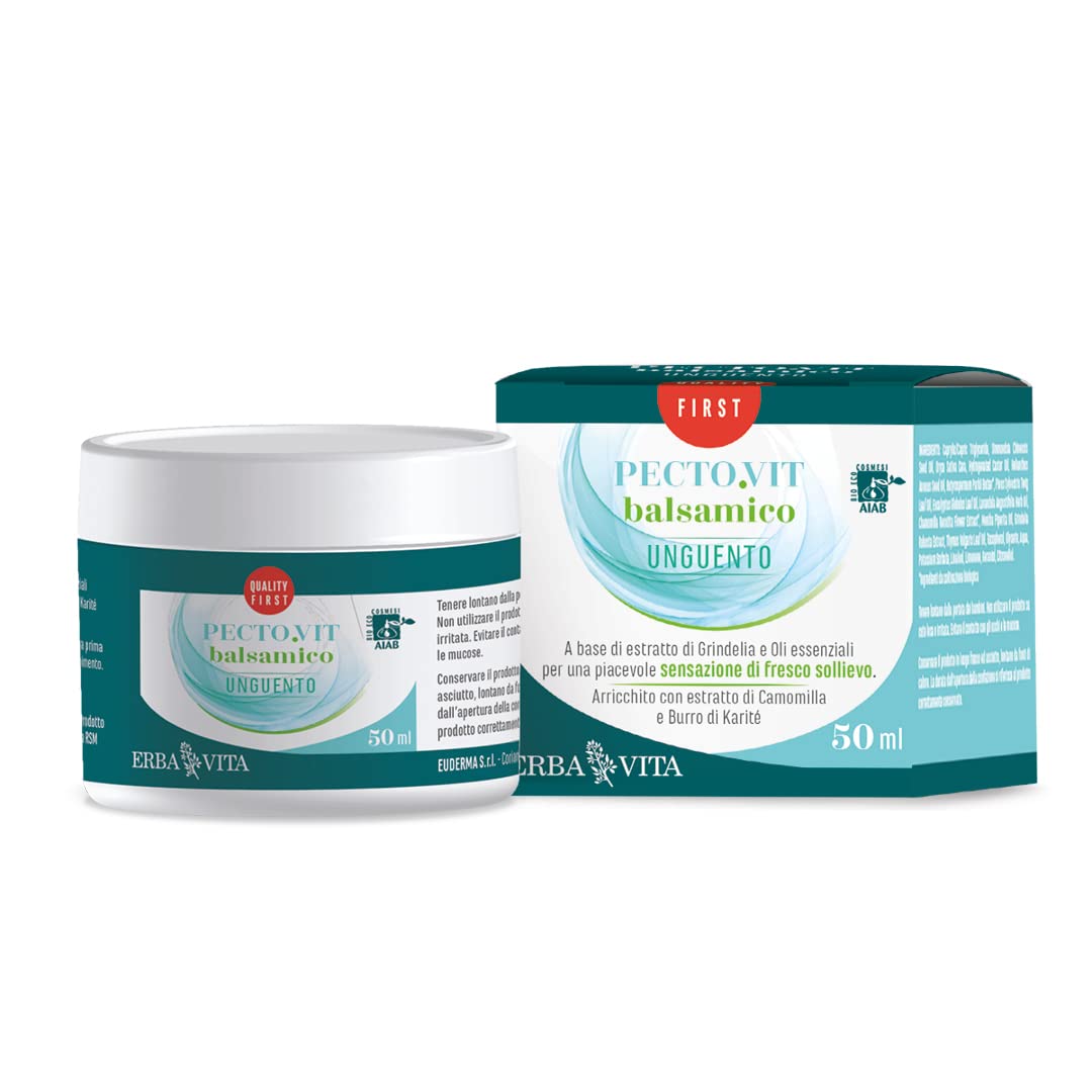 ERBA VITA Pecto.Vit Unguento Balsamico biologico prodotto cosmetico ad uso esterno per una piacevole sensazione di fresco e sollievo alle vie respiratorie - 50 ml