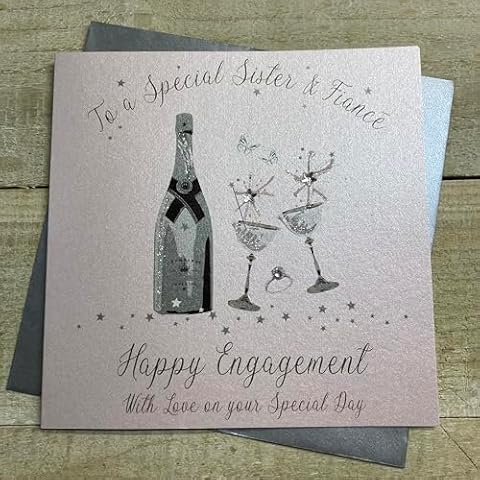 Handmade Engagement Card with Champagne Flutes Cover