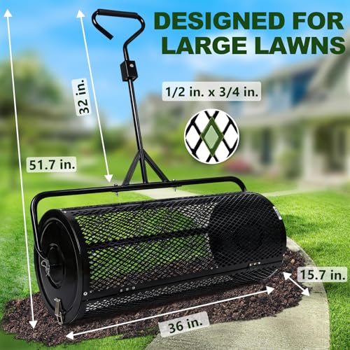 Image of TEMFAR Compost Spreader 36 Inch Push /Tow Peat Moss Spreader