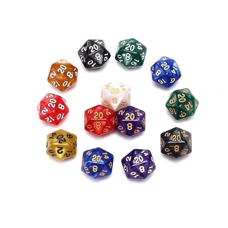 HXSCOO 10PC 20 Sided Dice Durable Pearlized D20 Dice Acrylic for Board Game (Color : WL)