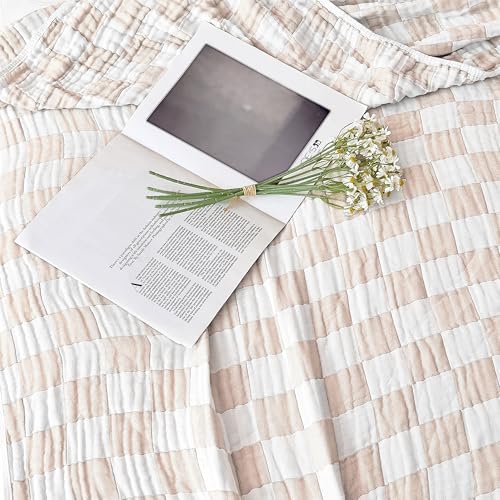 Image of SANACYNA Muslin Blankets 100% Cotton 6-Layer Gauze Cream Cooling Blanket Lightweight Soft and Breathable Swaddle Blanket for Sofa Bed Both Sides (Cream, Baby 30 inchx40 inch)
