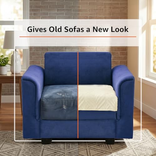 Image of Amazon Basics - Velvet Quilted Make Your Own Sofa Cover |70cm x 70cm|Microfiber Sofa Slipcover (Beige, 1 Seater)
