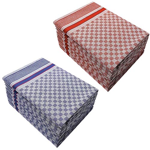 Top Fuel Fashion 10er Set Geschirrtücher Küchenhandtuch Küchentücher Geschirrhandtuch Grubentücher kariert Baumwolle blau + rot Cover
