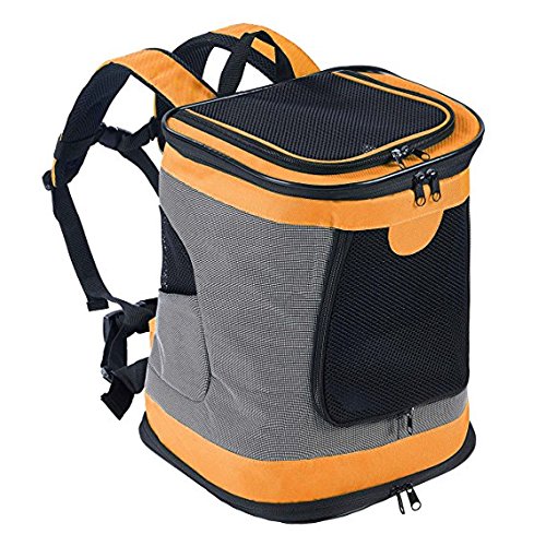 BabycarePro Foldable Dogs Backpack Waterproof Puppy Cat Rucksack Pet Travel Carrier Top Open Soft Side Pet Carrier Bag Yellow