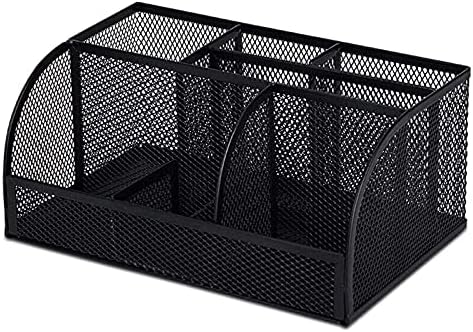 Pen holder Multifunctional Pen Holder, 7Storage Grid Mesh Metal Pencil Holder For Desk Office Pen Organizer, Makeup Brush Holder