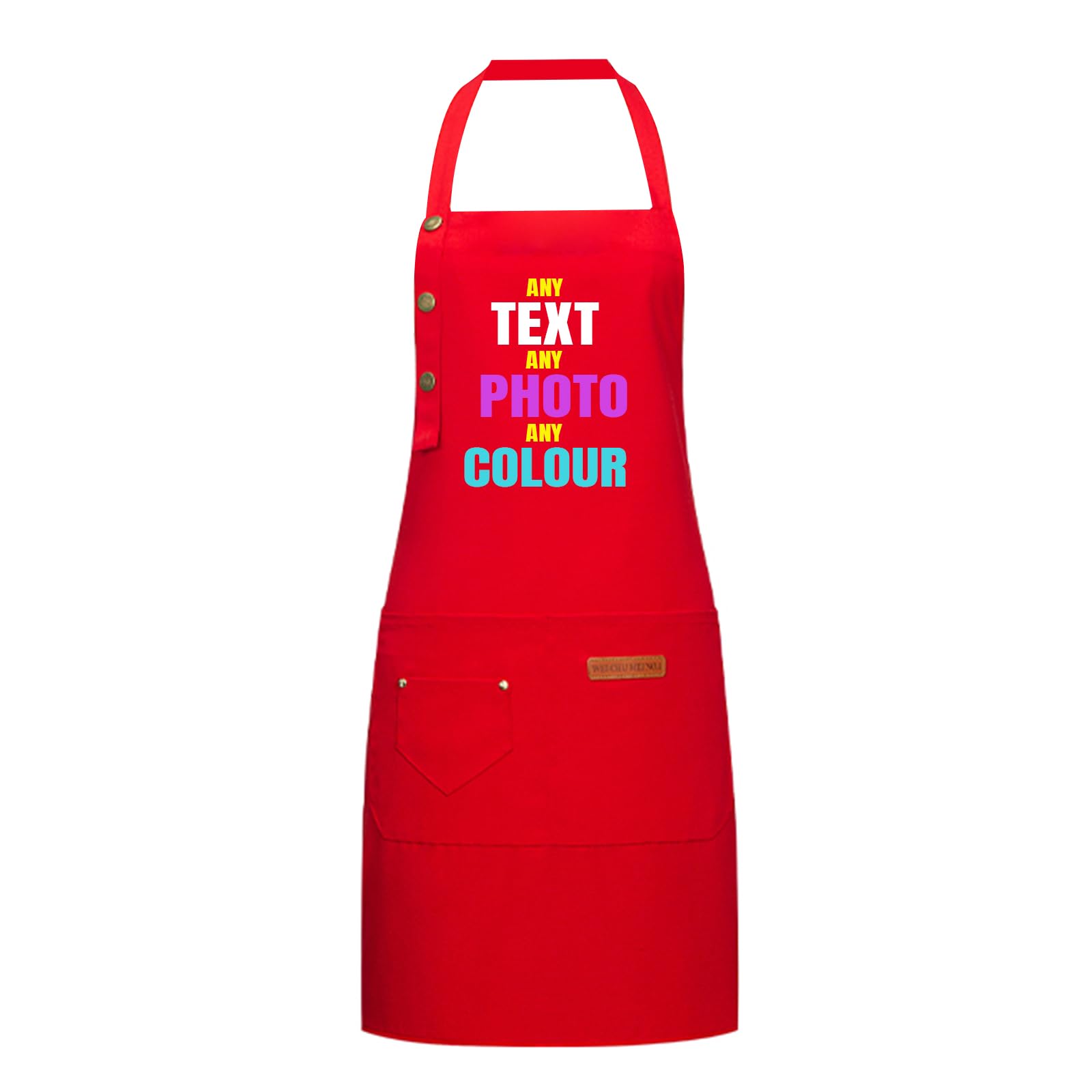 Genérico Delantal Personalizado Con Foto, Logo, Texto | Impermeable Para Cocina y Barbacoa | Ajustable Para Hombre y Mujer