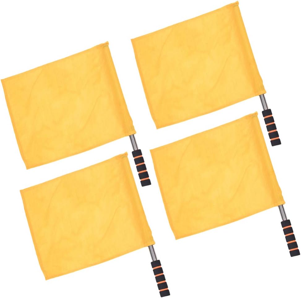 Sports Referee Flags 4pcs Events Linesman Flags with Sponge Handle for Soccer Volleyball Football Track Match (Yellow)