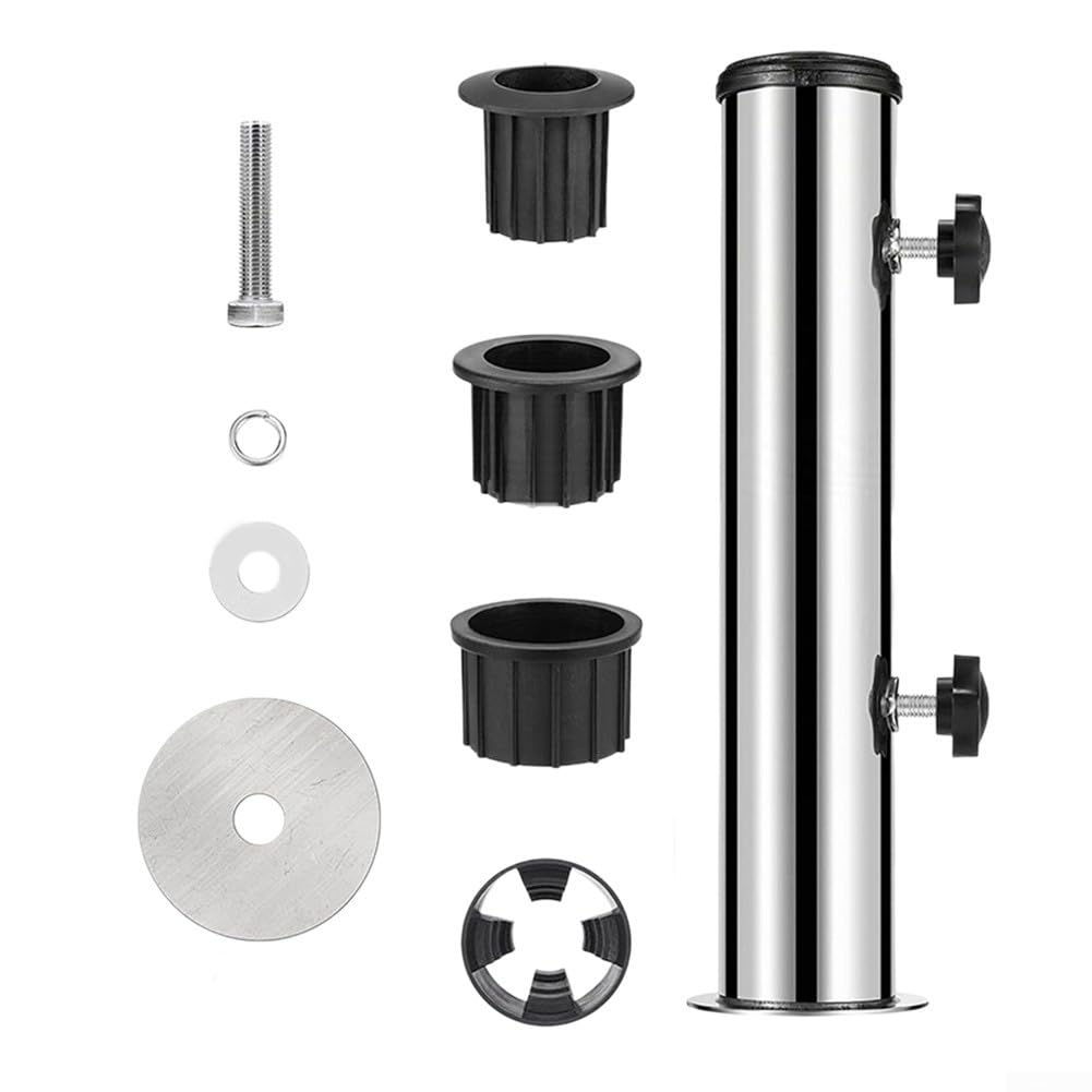 Rękaw podtrzymujący parasol ze stali nierdzewnej do parasoli tarasowych na zewnątrz, 30 cm, odporny na warunki atmosferyczne, adapter bazowy z poduszką uszczelniającą dla zwiększonej stabilności i