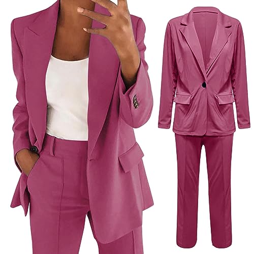 Women 2 Piece Outfits Sets Plus Size Blazer Sets Women Business Outfits Blazer Jackets Straight Leg Pants Suits2