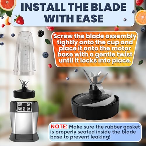 Image of Replacement Blade for Ninja Blender - 7-Fin Male 4 inch Stainless Steel Blender Blade Replacement - Compatible with Nutri Models BL 480 /481 /482 /490 /491 /492 /640 /641 /642 /682 BN401 /750 /751 /801 NN100 /101 /102