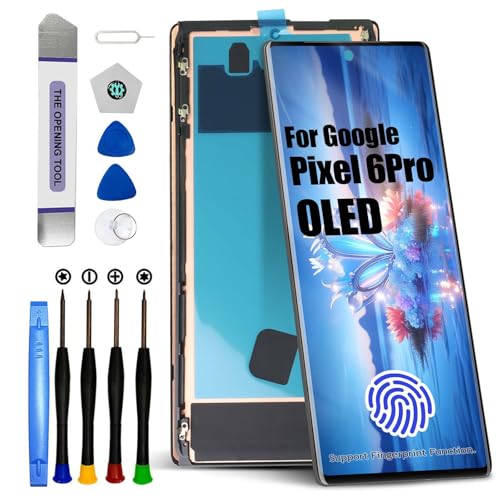 EFAITHLIFE for Google Pixel 6 Pro LCD Screen Replacement for Google Pixel 6 Pro LCD Display Touch Screen Display Assembly Repair Kits with Frame G8VOU GLUOG (AMOLED with Fingerprint Function)