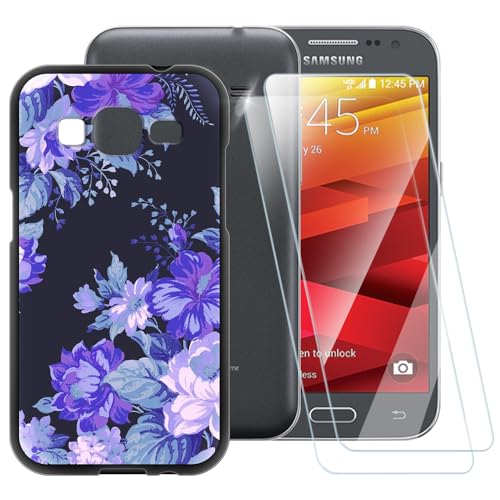 Coque TPU Imprimée + Lot de 2 Vitres Trempées Compatible avec Samsung Galaxy Core Prime, Coque Artistique Fine Antichoc, Résistante aux Rayures, Protection...