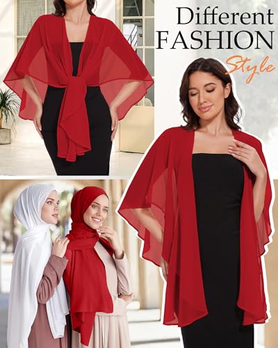 Image of Shawls and Wraps for Evening Dresses Womens Chiffon Scarf Sheer Cover Up