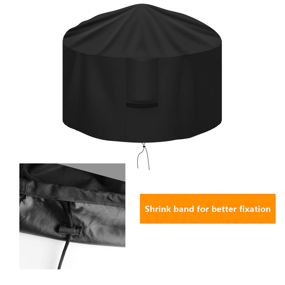 OKPOW OKPOW Fire Pit Cover 75cm, Firepit Covers Waterproof Round-600D,Anti-UV,Heavy Duty Rip Proof Oxford Fabric Firepit Cover,Round Fire Pit Covers- Black(75 * 60cm) in use