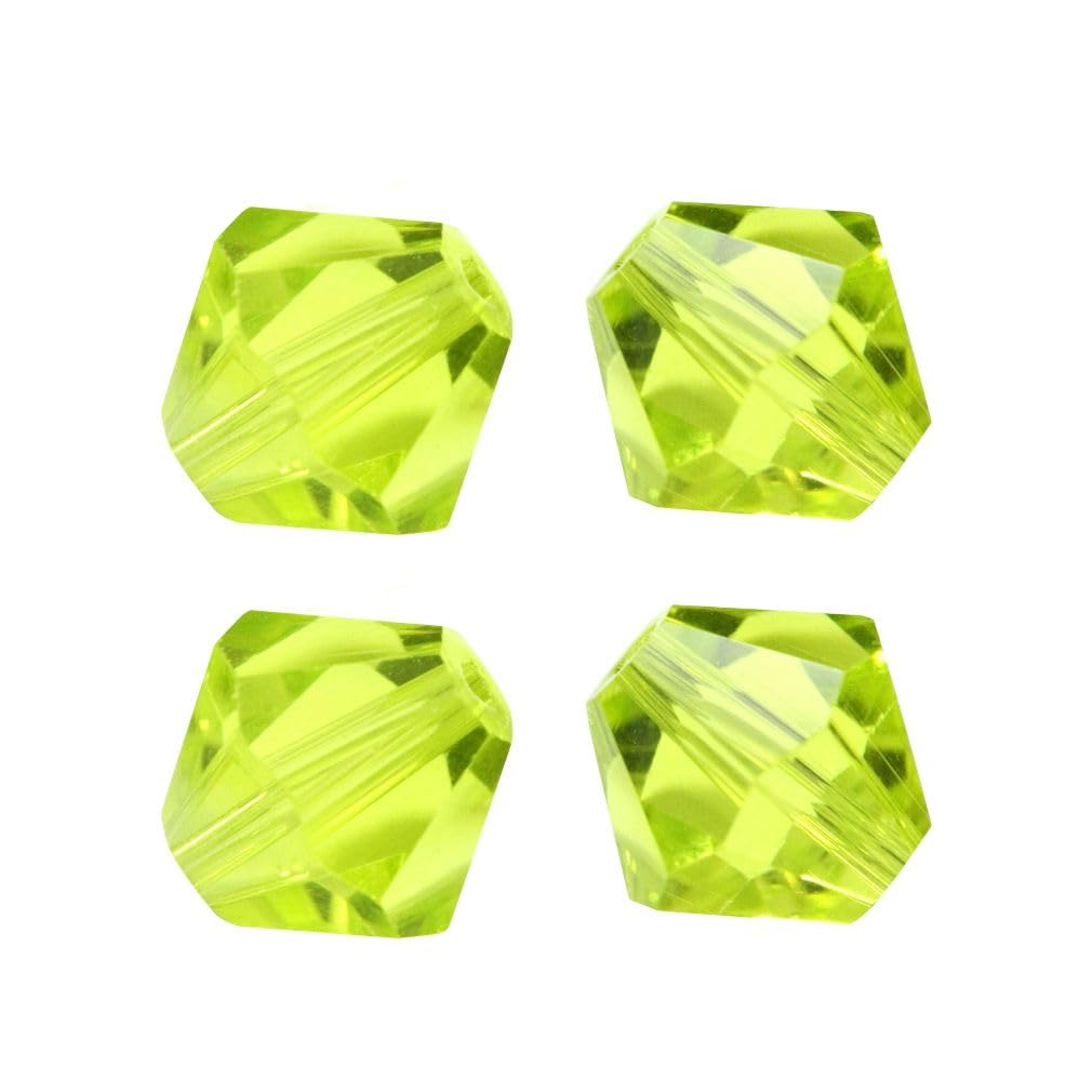 200pcs Adabele Austrian 4mm (0.16 Inch) Small Faceted Loose Bicone Crystal Beads Light Olivine Green Compatible with Swarovski Crystals 5301/5328 SSB417
