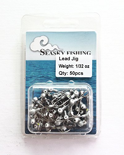 Seasky Fishing Painted Two-Tone Round Jigs Jigheads, 1/32oz, 50 Per Pack, 8 Colors