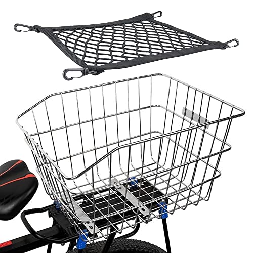Fahrradkörbe Hinten Rostfreier Stahl mit Regenabdeckung Gepäcknetz für...