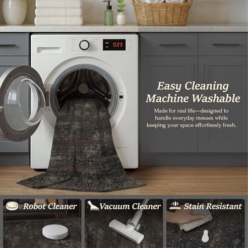 Tapete corredor lavable antideslizante 2x6 negro volcánico miniatura 4