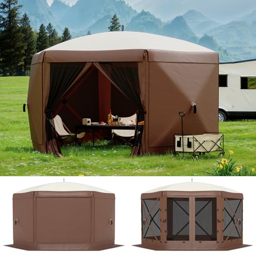 13FT Pop-Up Gazebo 6-Sided with Mosquito Netting & Removable Wind Cloths