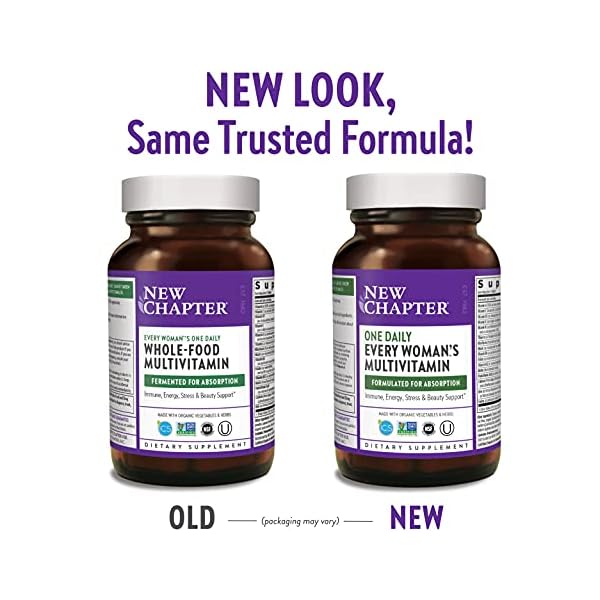 New-Chapter-Womens-Multivitamin-Immune-Energy-Stress-Support--Every-Womans-One-Daily-with-Fermented-Probiotics-Whole-Foods-Vitamin-D3-Biotin-Organic-Non-GMO-ingredients-96-ct New Chapter Women's Multivitamin for Immune, Beauty + Energy Support with 20+ Nutrients -- Every Woman's One Daily, Gentle on the Stomach, 96 Count