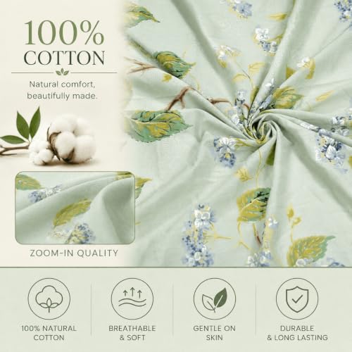 Image of Clasiko Cotton Sheer Curtain Set of 2 | 54x60 Inches /5 Feet | Linen Texture | Sage Dew | 40% Light Filtering | 54x60 Inches | Printed Window Curtain for Living Room, Bedroom
