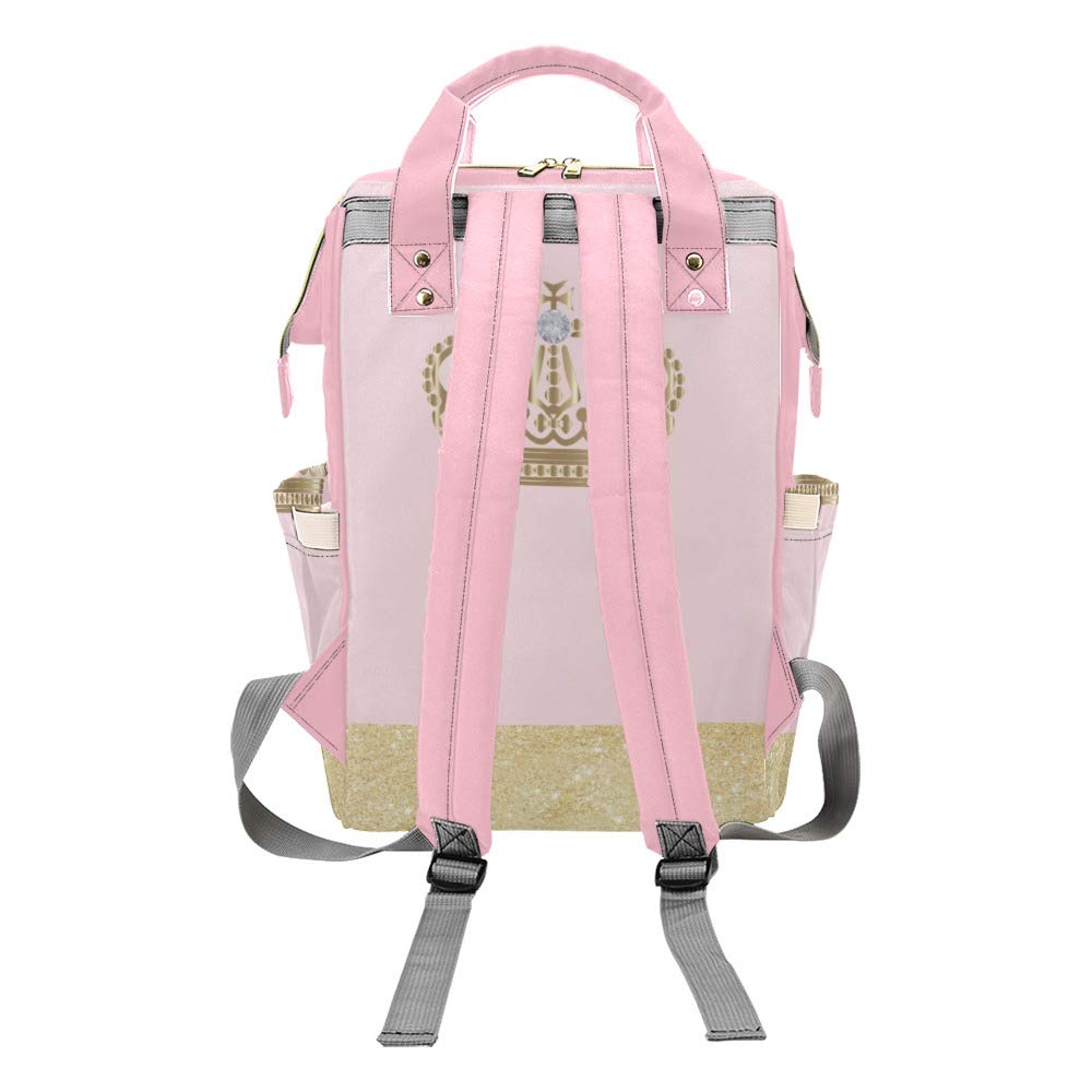 Personalized Gold Crown Diaper Bag Backpack Name Custom Mommy Baby Bags Travel Daypack for Mom Gifts