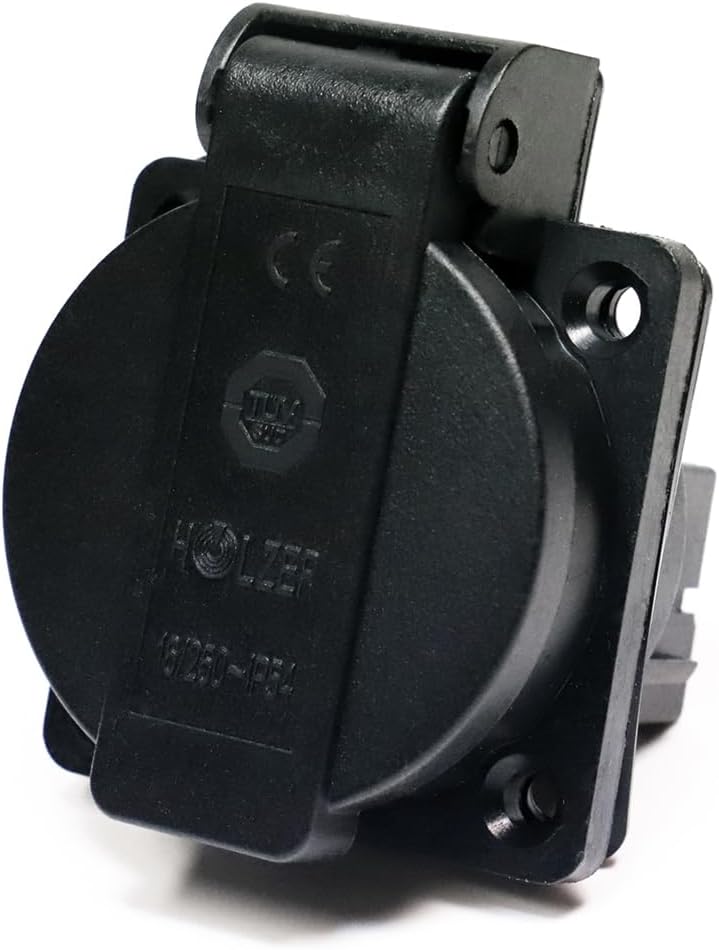 Pack of 8 recessed sockets Schuko socket 16 A with IP54 / + flange seal (black)