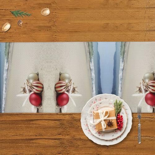Chemin de table macramé avec pompons pour décoration de table de Noël - 6