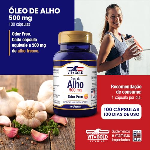Óleo De Alho 500mg Odor Free Vitgold 100 Cápsulas
