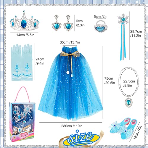 Yznlife 8 Pcs Princess Cape Set Dress Up Clothes For Little Girls Party Cosplay Cloak With Jewelry Crown Gloves Shoes #TOP1