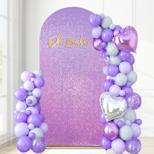 Image of Halloween Decorations Set of 3 Arch Backdrop Cover Purple Sequin Arch Cover