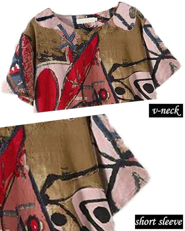Image of FTCayanz Women's Casual Midi Short Sleeve Loose Print Dress