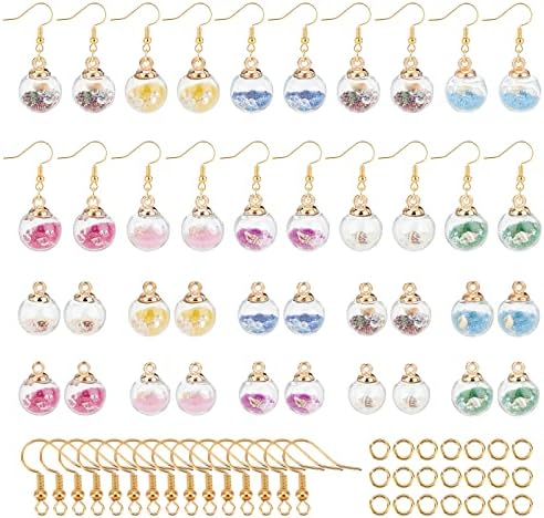 SUNNYCLUE 1 Box 20pcs 16mm Glass Ball Charms Crystal Glass Globe Earrings with Shining Stars Earring Making Starter Kit for Earring Necklace Making Craft Supplies Adults Women,Mixed Color
