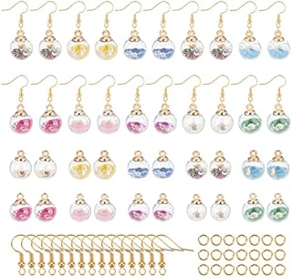 SUNNYCLUE 1 Box 20pcs 16mm Glass Ball Charms Crystal Glass Globe Earrings with Shining Stars Earring Making Starter Kit for Earring Necklace Making Craft Supplies Adults Women,Mixed Color