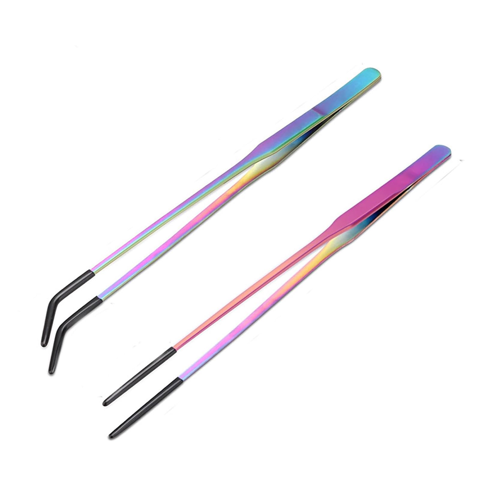 Hsioluted Bright Professional Reptiles Feeding Tongs Long Tweezers Ergonomic Grip Antislip Silicone Head For Secure Food Transfer Steel Feeding Tongs For Reptiles