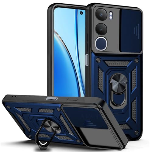 Image of AESTMO Tough Armor Vivo Y29 5G Bumper Back Case Cover | Ring Holder & Sliding Camera Shield Cover | 360 Degree Protection Back Case Cover for Vivo Y29 5G (Blue)