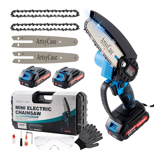 ArtsyCase Mini Chainsaw 6-inch Cordless, Portable chainsaws, Small Handheld Chain