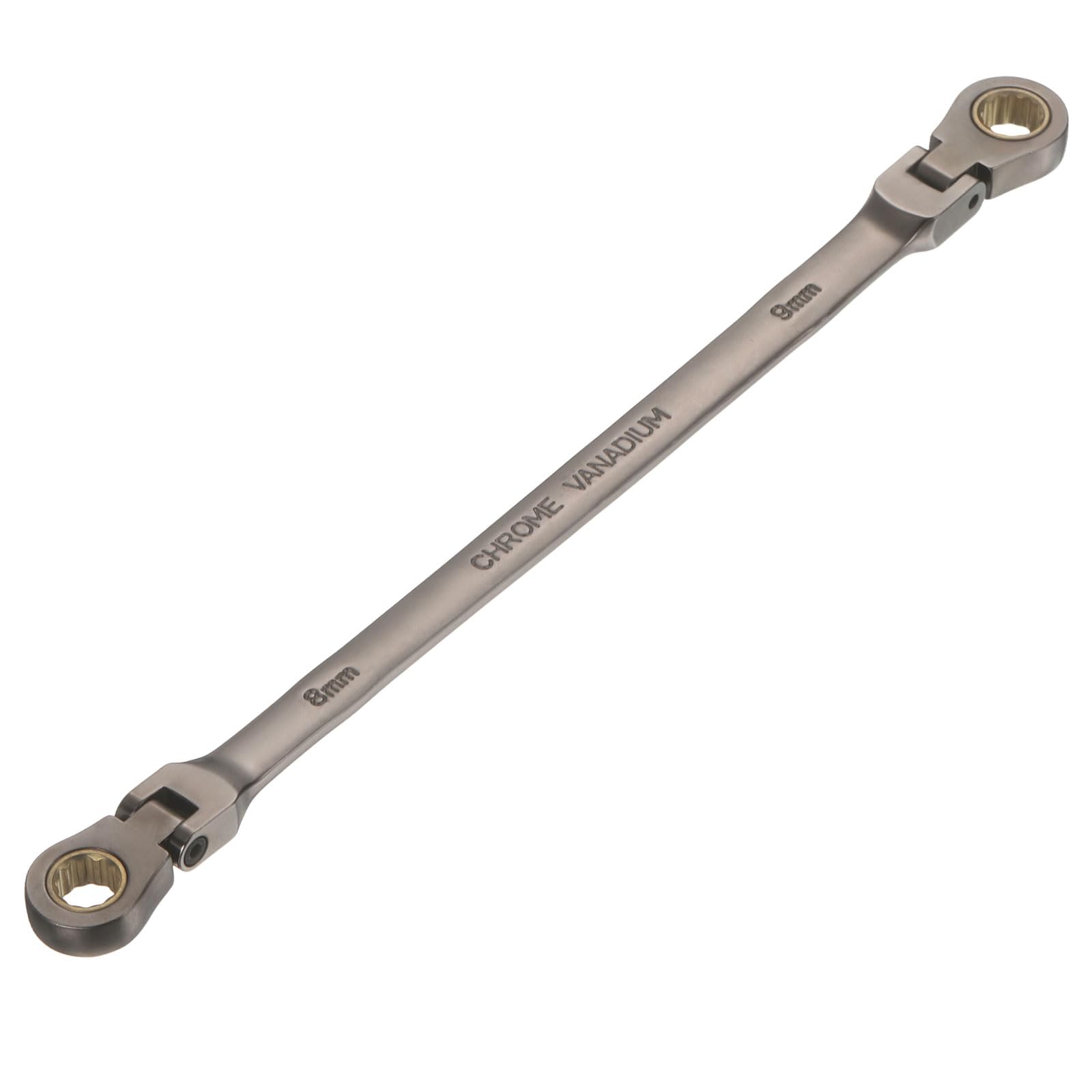 sourcing map Double Box End Wrench Extra Long Flex Head Metric 8 x 9mm 72-Tooth 12-Point Ratcheting Double Box End Wrench 180 Degree Flex Head CR-V Steel for Garage Repair DIY, Black