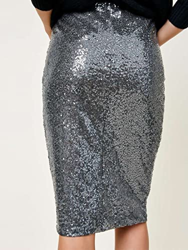 Anna-Kaci Women's High Waist Sparkly Sequins Midi Skirt Pencil Cocktail Party Skirt3