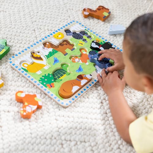 Image of Melissa & Doug Pets Wooden Chunky Puzzle (8 pcs), Educational Screen Free Activity for Toddler, Preschoolers and Kids Ages 2+