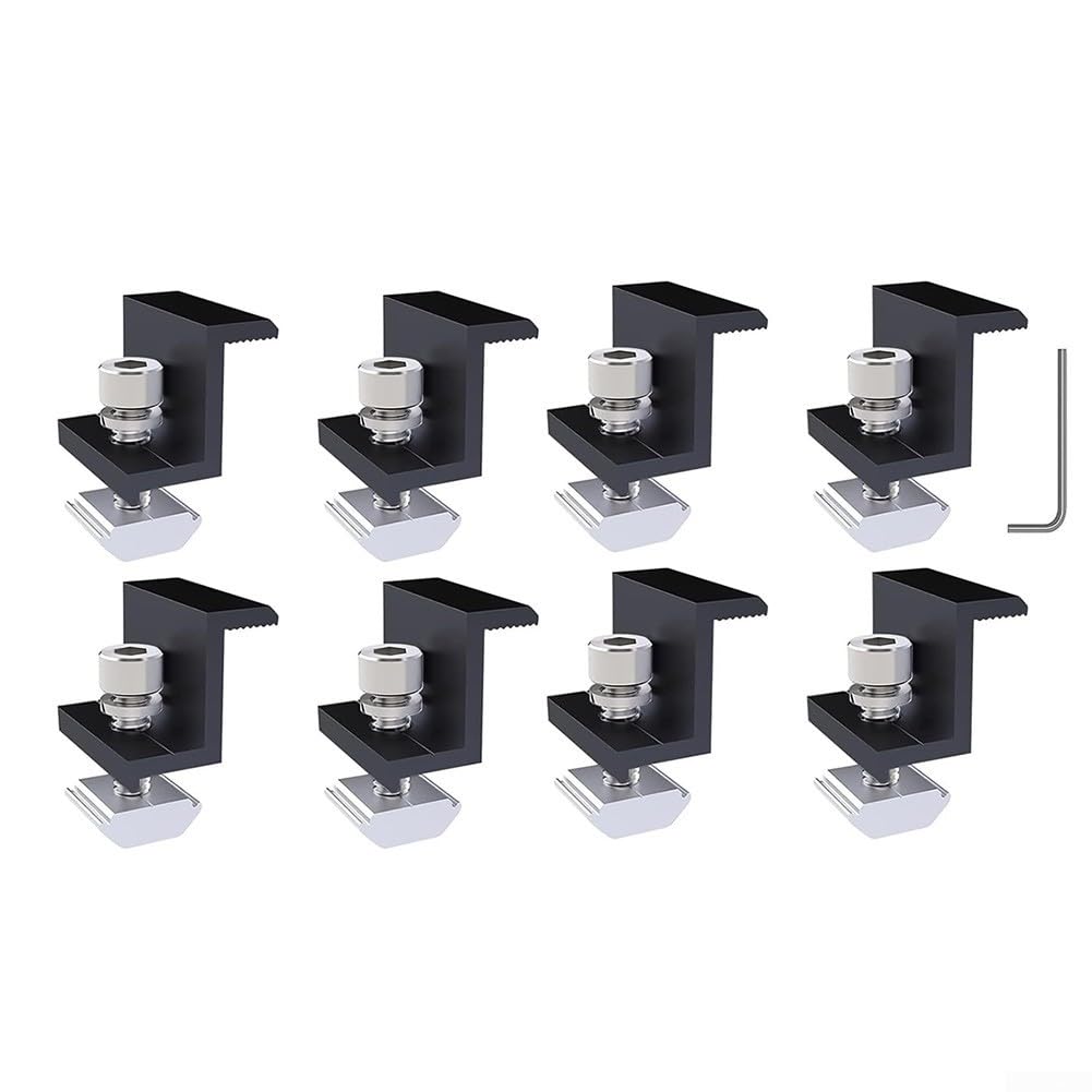 Lot de 8 supports d'extrémité en alliage d'aluminium pour panneaux solaires avec clé à fente M8 (45 mm)