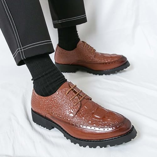 Men's Casual Lace-up Oxfords Fashion Pointed Toe Thick Bottom Business Formal Shoes Comfortable Leather Wedding Party Uniform Prom Derby Loafers4