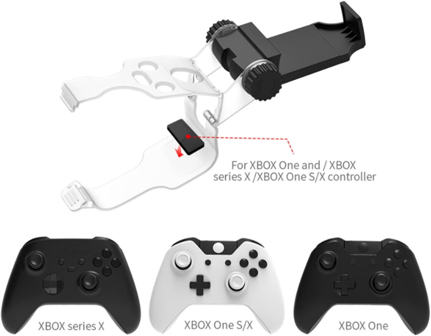 Controller Phone Mount Adjustable Phone Holder Clamp Controller Mobile Gaming Clip Holder for Xbox Series X Controller Xbox one S/X Controller Universal Handle Clip Adjustable Rotation