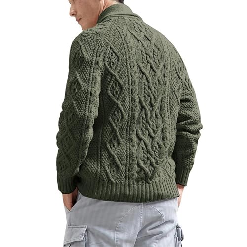 Men's Long Sleeve Cable Knit Solid Sweater Cardigan Shawl Collar Slim Sweater Button Down Fall Winter Sweaters3