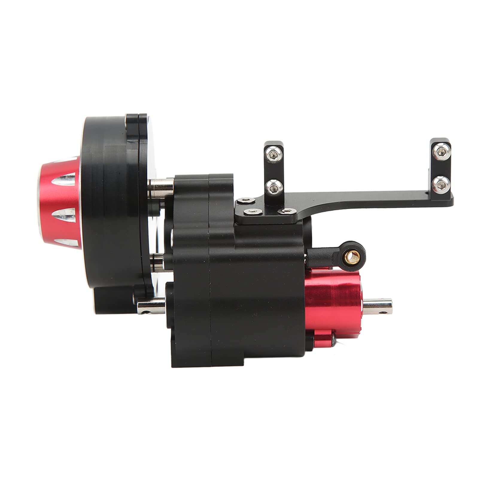 plplaaoo RC Car Wave Box dwubiegowa skrzynia biegów ze stopu aluminium Back Transmission Wave Box do Axial SCX10 I II III RC samochód wspinaczkowy czarno-czerwony 124 x 73 x 73 mm