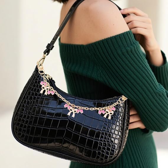 WISPYLINK 2Pcs Bowknot Purse Chain Strap Bag Extender Chain Decorative Bags Purse Chains Strap Replacement Handle Extender Decorative Bag Chains for Wallets Handbags - Image 4