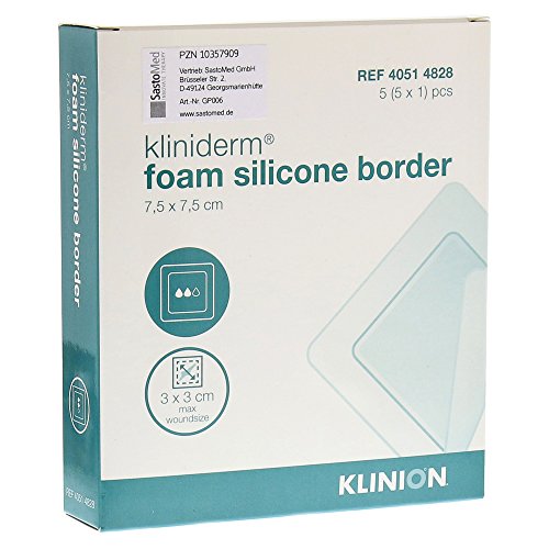 Kliniderm Foam Silicone Border Square Dressing 5 Count 7.5 x 7.5 cm