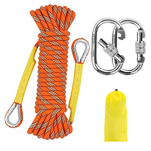 NTR Orange/Black/Blue Climbing Rope 10M(32ft) 20M(64ft) 30M(96ft) 50M(160ft), 8MM Static Rock Climbing Rope with 2 Steel Hooks, Rappelling Rope for Outdoor, Hiking Safety Escape Rope, Rescue Parachute
