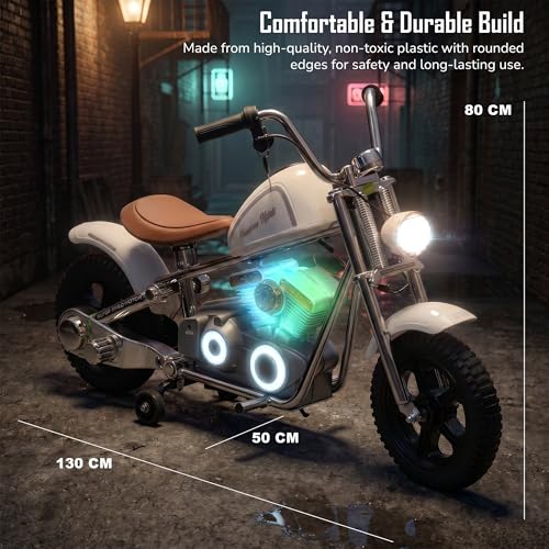 Image of Baybee ChopperX Baby Battery Operated Bike for Kids with Adjustable Seats I Rechargeable Ride on Toy with LED Lights, USB & Music I Big Baby Bike | Electric Bike for Kids to Drive 2+ Years (White)